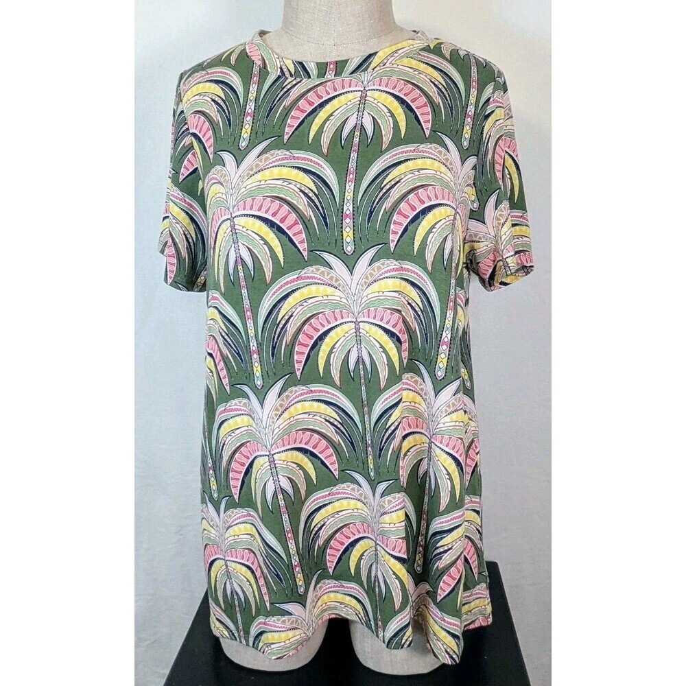 Crown & Ivy XXL Palm Print Baby Terry Tee Green Tropical Short Sleeve Top NWT